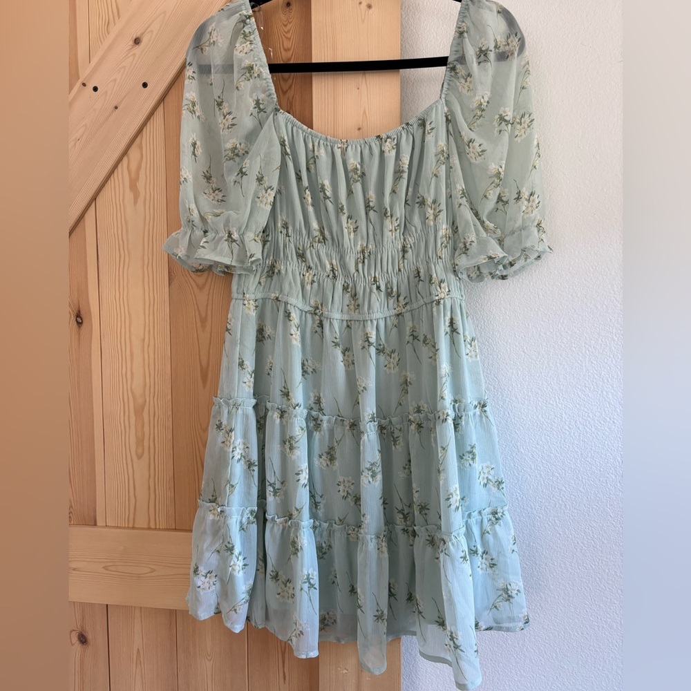 Row•A Nordstrom teal floral dress mini